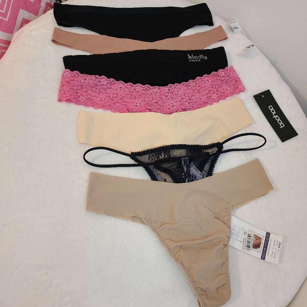Lot Of 7 Thong Panties Size Medium - Assorted Brands - New With Tags